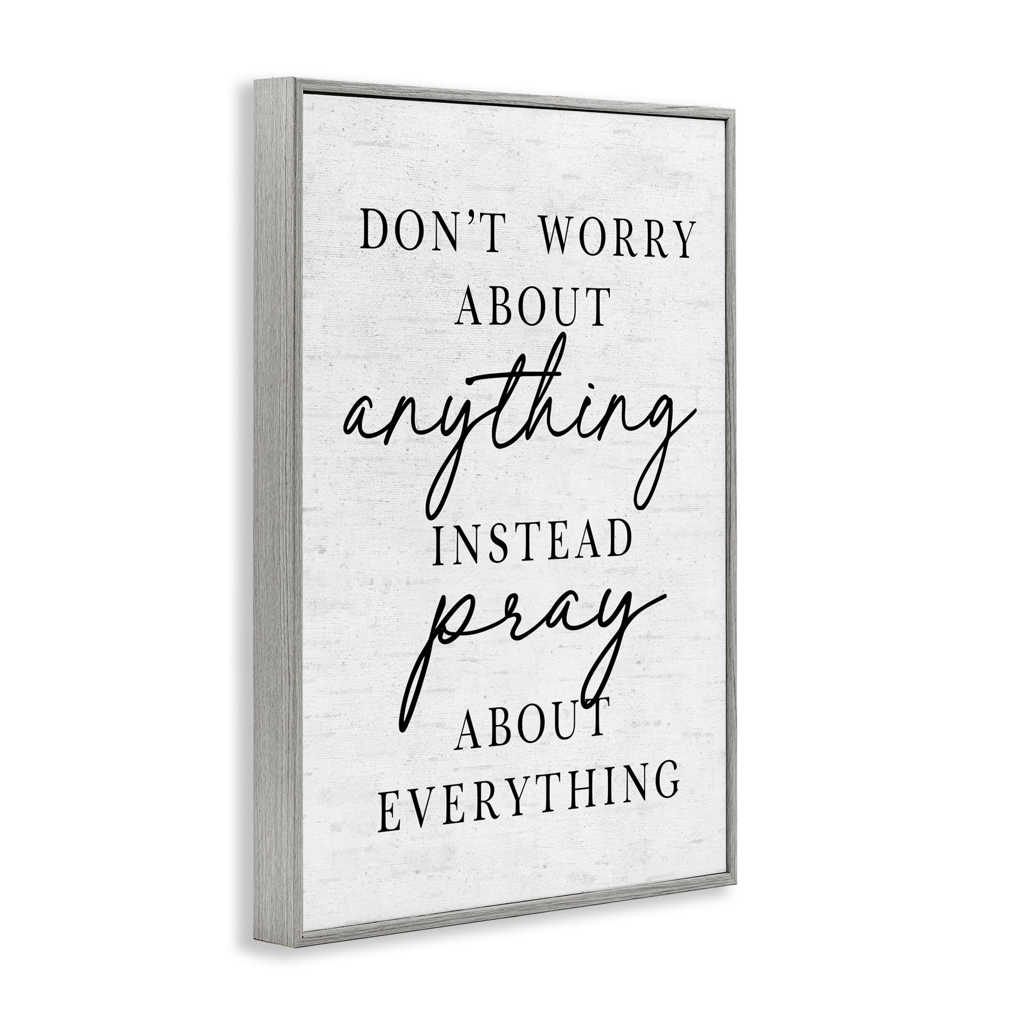 Pray Instead Of Worry Gray Framed Giclee Art, design by Lettered and Lined