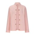 thumbnail image 5 of XPMWRP Women's Long Sleeve Button Coat Soft Breathable Fabric Casual Top Perfect for Spring Summer Daily Wear Stylish Jacket Ideal for Holiday Parties Pink M, 5 of 7
