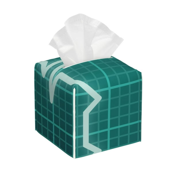 Balery ECG Wave Porta Pañuelos de Cuero con Estampado – Funda Moderna Cuadrada para Caja de Pañuelos, Dispensador 5x5x5''