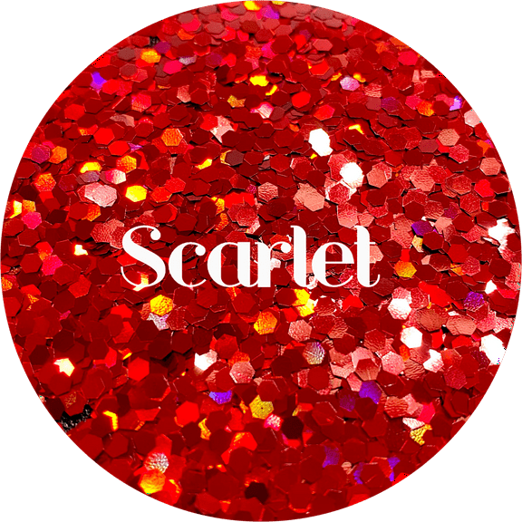 Glitter Heart Co. Glitter - High Quality Polyester Glitter - Scarlet - Holographic Red Chunky - 2 oz Bottle