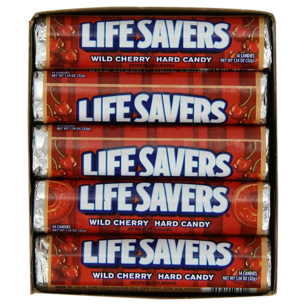 Lifesavers Candy Wild Cherry 14 Pieces / Pack, 20 Packs, Lifesavers