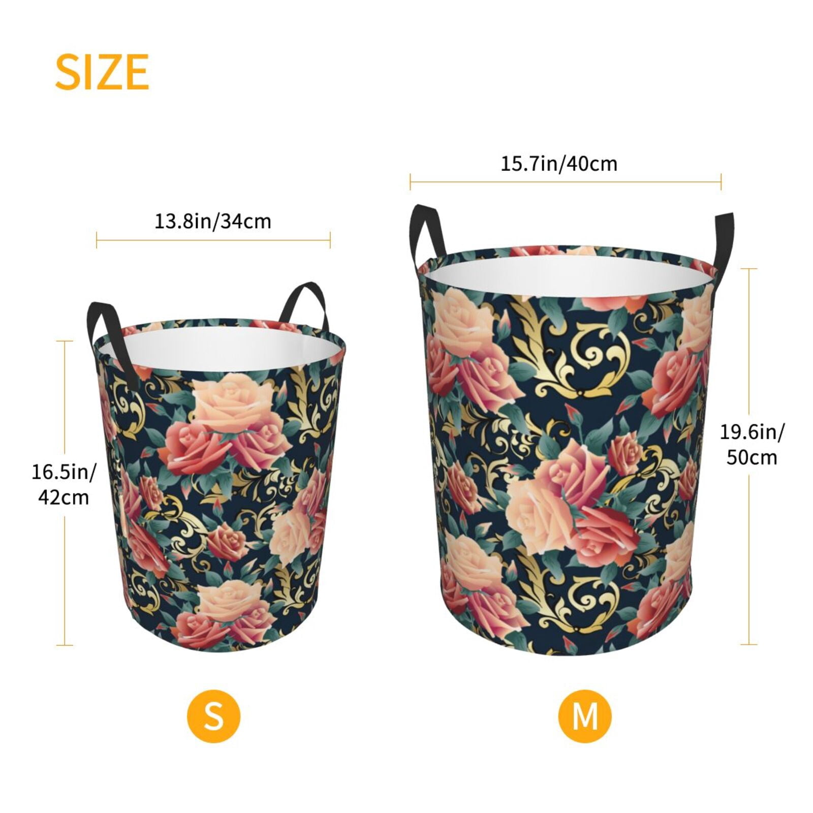 Large Laundry Basket with Handles - Rose Flowers Texture Kids Baby Dirty Clothes Laundry Hamper for Bedroom Aesthetic