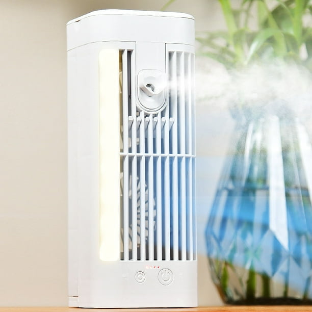 Air Acondicionador Pequeño, Ventiladores Duales Auticos 3 Velocidades Bajo Ruido de 120 ml Mini Motor USB de Refrigerador de Aire de Agua Grande para El Hogar