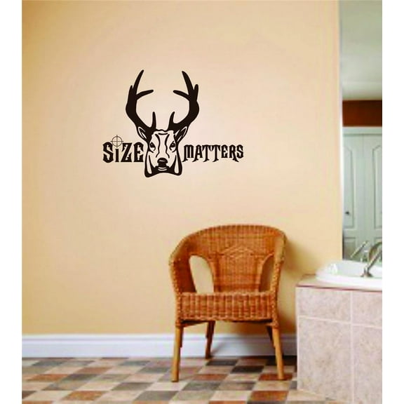 Size DOES Matter Deer Animal Hunter Hobby Mens Vinyl Stickers Cut Wall Decal 14 X 28 Inches