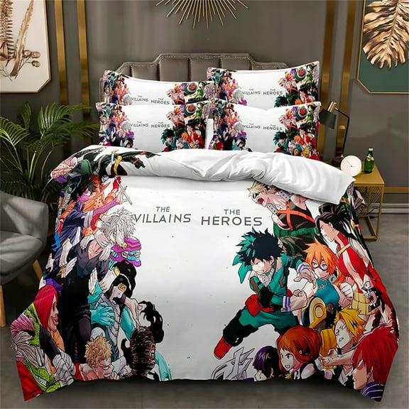 My Hero Academia Bedding Set 3 Pieces All Season Duvet Cover Sets Queen Size Ultra Soft Comforter Cover with Zipper Closure