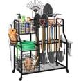 thumbnail image 3 of OUYAWEI Yard Storage Rack Rolling Garage Tool Organizer Lawn Care Outdoor Black, 3 of 6