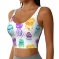 thumbnail image 2 of Sports Bras For Women Workout Tank Tops, Green Yellow Purple Jellyfish Running Vest With Removable Cups, 2 of 2