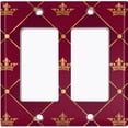 thumbnail image 6 of Metal Light Switch Plate Cover Elegant Yellow Crown Tufted Burgundy Damask DAM085, 6 of 13