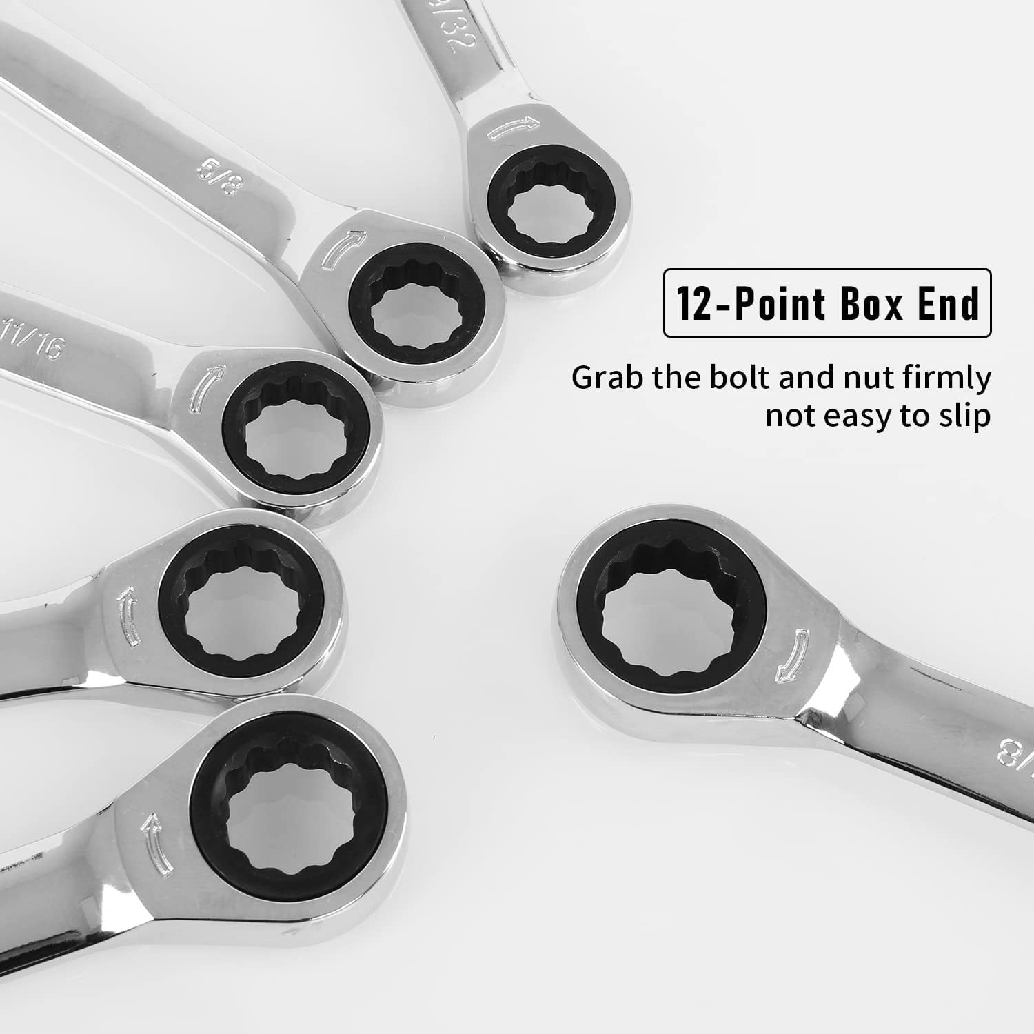 14-Piece Ratcheting Wrench Set, SAE 1/4”-7/8”, Chrome Vanadium Steel Combination Wrench set with Wrench Rack