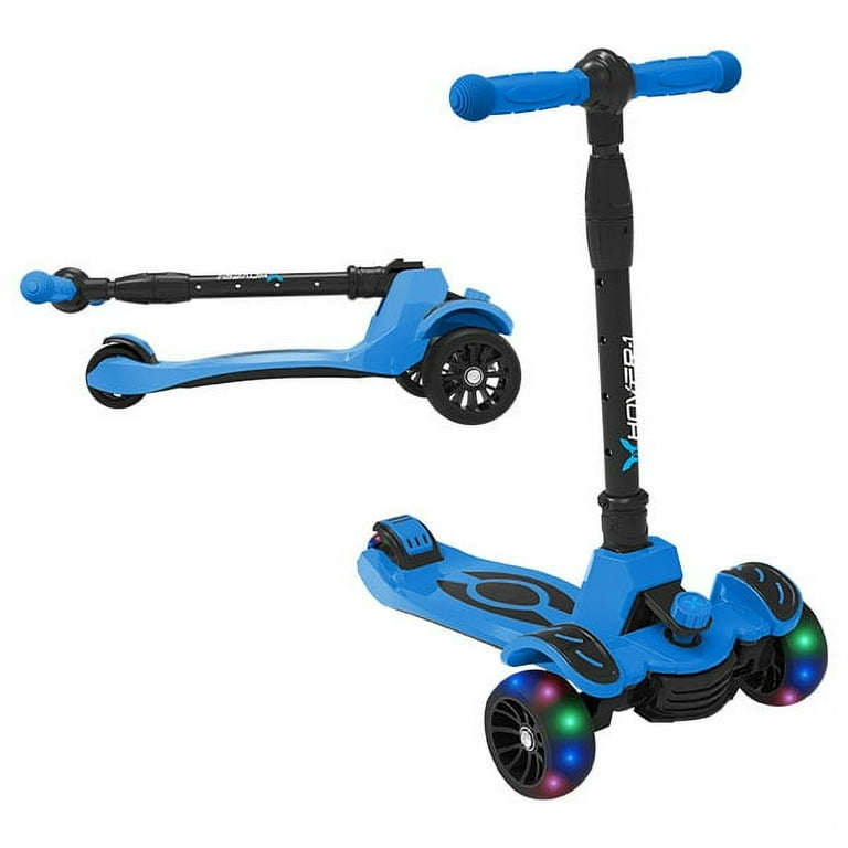 Hover-1 Kids Gear Vivid Folding Kick Scooter, Blue, LED Lights
