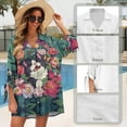 thumbnail image 6 of SCRAWLGOD Floral Cat Cardigan for Women 3/4 Sleeve Size XL Open Front Cardigan for Women Plus Size Button Down Blouses V Neck Womens Blouses Summer Tops, 6 of 7