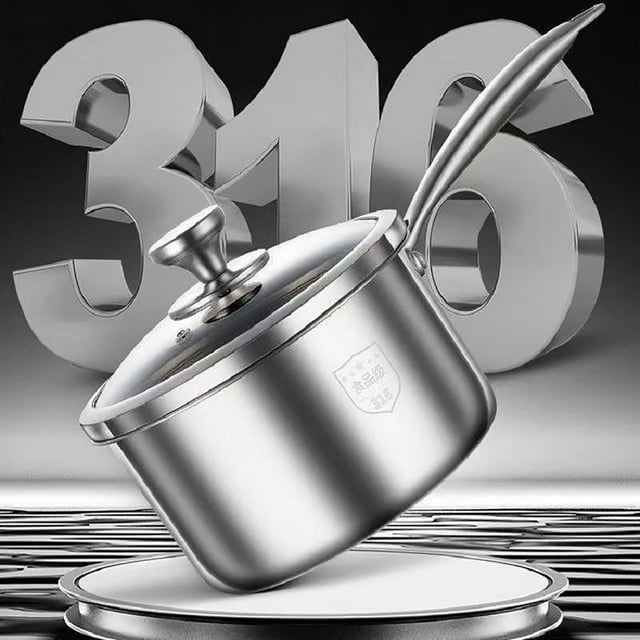 fheaev Uncoated Stainless Steel Milk Pot Baby Specific Auxiliary Food Pot Small Milk Pot Household Baby Frying And Cooking Integrated Non Stick Soup Pot