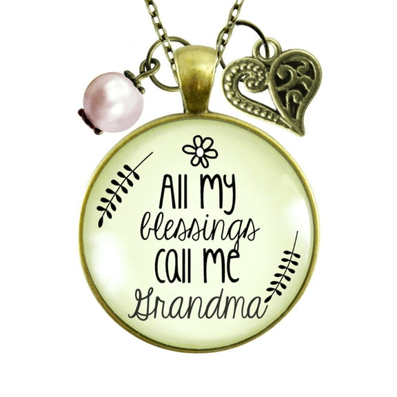 Grandma Necklace My Blessings Grandmother Female Adult Bronze Metal Gutsy Goodness Jewelry