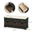 thumbnail image 4 of Topcobe Storage Chest Footrest Coffee Table Padded Seat, Removable Cushion Storage Bench with 3 Drawers & 3 Rattan Baskets for Entryway, Hallway, Living Room, Bedroom, Black, 4 of 8