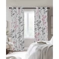 thumbnail image 3 of Farm Grey Pink Leaves Blackout Curtains 96 Inch Length Country Style Plant Leaf Plant Floral Thermal Insulated Window Curtain Window Drapes 2 Panels for Bedroom Living Room 52"Wx96"L, 3 of 9