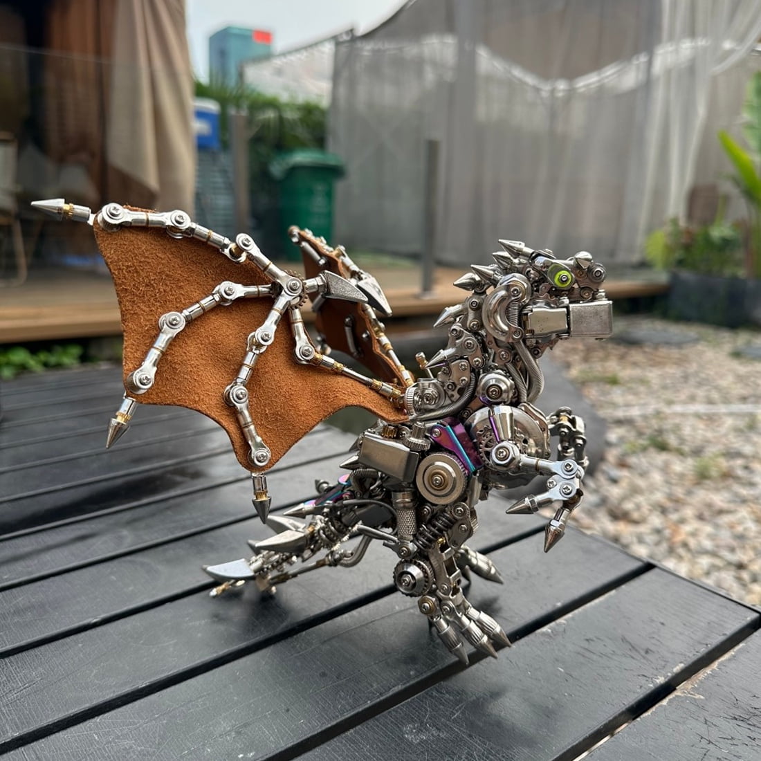 3D Metal Puzzle Mecha Dragon with Wings DIY Assembly Kit Steampunk Style Model Building Project Creative Handmade Display Art(ZYX028/1450pcs+)