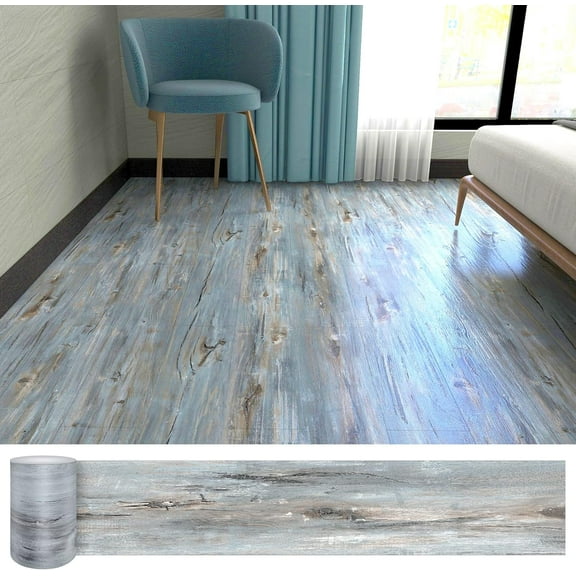 54 Sq.Ft,Wood Peel and Stick Floor Tiles,36 Pack Grey Vinyl Flooring (No Adhesive Residue) 36"×6" Waterproof and Non-Slip Laminate Flooring for Renters Bathroom, Living Room (Mediterranean）