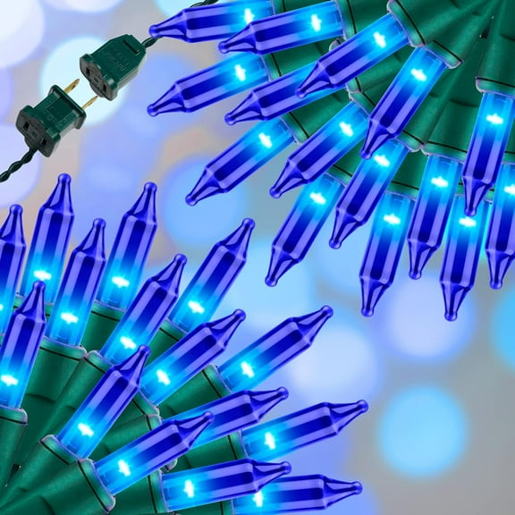 100-Light Blue Extra-Bright Christmas String Lights | 5.98ft UL-Certified Mini Lights with End Connectors | Waterproof for Home, Garden, Christmas Tree, Party, Patio & Wedding