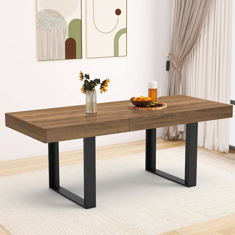 Coewske Wooden Extendable Dining Table, 63''-79'', Modern Rustic