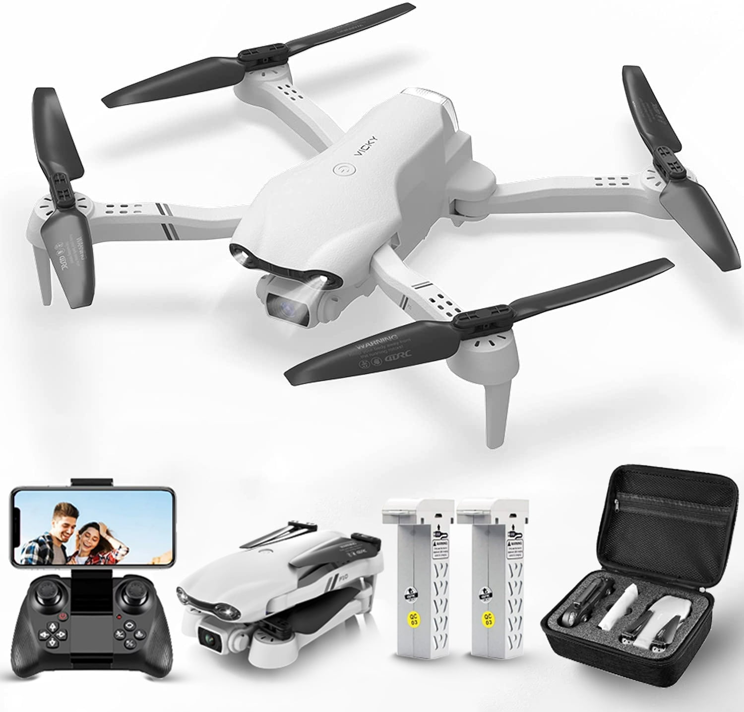 4DRC F10-1080P Wifi FPV Drone with 1080P HD Camera, Headless Mode/3D Flips, RC Quadcopter for Beginners Silver white