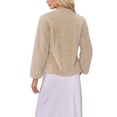 thumbnail image 3 of INSPIRE CHIC Faux Fur Cropped Jacket for Women Casual Long Sleeve Winter Coat Shaggy Warm Outerwear XS Champagne Gold, 3 of 6