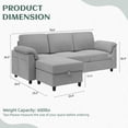 thumbnail image 5 of Sobaniilo 79" Convertible Sectional Sofa Couch, Linen Fabric L Shaped Couch with Reversible Ottoman, 3-Seat Small Sectional Sofa Couches for Living Room, Apartment, Small Space, Light Gray, 5 of 8