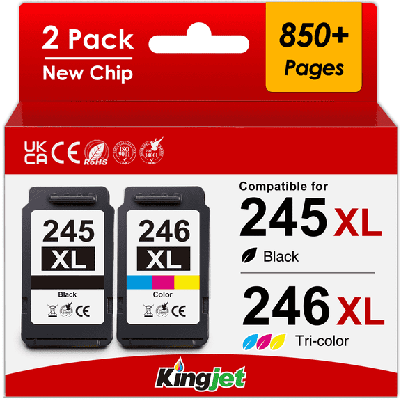 245XL Ink Compatible for Canon Ink 245 and 246 for PIXMA MG2522 2520 TS3122 MX490 492 TR4520 (Black, Tri-Color)