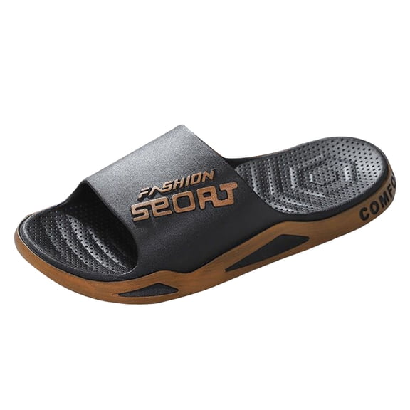 Men's Slip On Sport Slide Sandals Wide Width Non Slip Bathroom Shower Slippers Open Toe Soft Sole Lightweight Water Shoes Gold Size 6