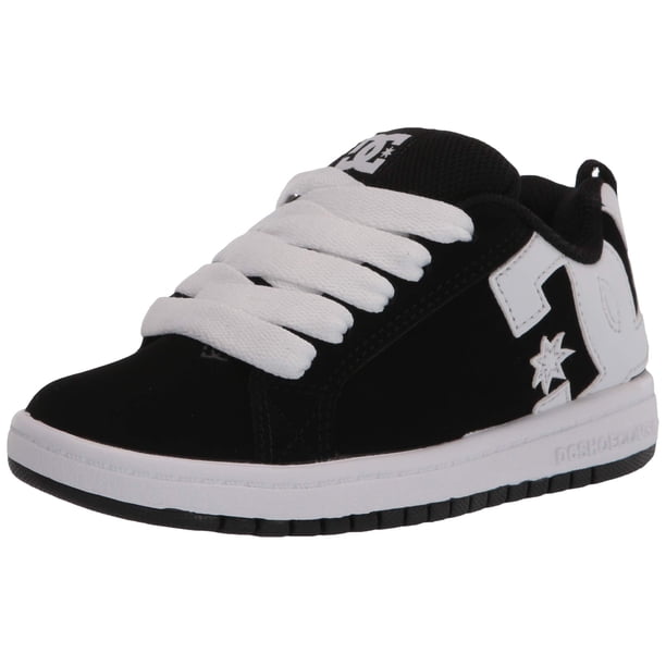 Zapatillas DC Shoes Court Graffik Skate Negras y Blancas Talla 1 US para Niño