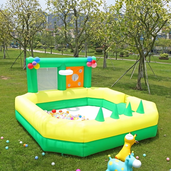 Inflatable Ball Pit with Blower 4 in 1 Kinds Playhouse 1-6 Years Heighten Protection shoot Dart Target Circles for Kids Gift