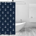 thumbnail image 2 of Shower Curtain, vintage anchor navyblue print Waterproof Fabric Plastic Shower Curtain, Drying Fast Bathroom Curtain with 9 Buttonholes, Ruffle Shower Curtain 60x72in, 2 of 8