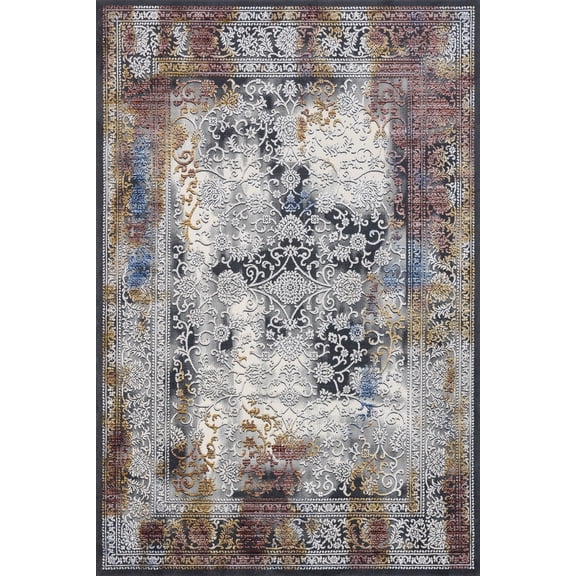 Grey Oriental Area Rugs for Living Room Washable Rugs Boho Moroccan Area Rug Soft Neutral Geometric Bohemian Carpet Distressed Indoor Rug for Bedroom Dining Room Office Foldable Nonslip Rug