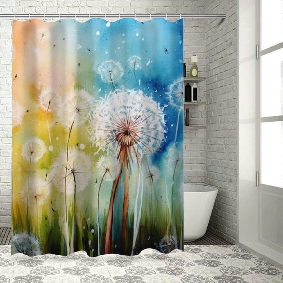 Pratyus Dandelion Shower Curtain Waterproof Bath Curtain with Hooks Polyester Fabric Chic Modern Bathroom Decor Washable Shower Curtain 36"x72