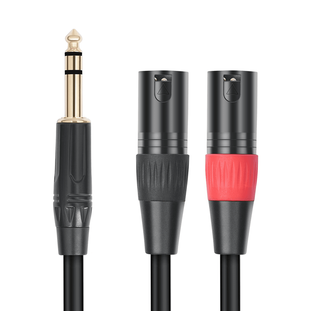 2X Jack 6.35mm 1/4 TRS Stereo to Double XLR Male Audio Cable Extension Cable Y Splitter Audio Cable 200cm,2x Audio Cable,Black