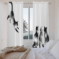 thumbnail image 3 of Black White Cat Kitchen Curtain for Berdoom Living Room Cafe 72 Inch Length, Retro Art Animals Tiers Curtains Light Filtering Drapes Rod Pocket Window Treatment 2 Panels 52"Wx72"L, 3 of 8