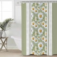 thumbnail image 4 of Shower Curtain Bathroom Set White Daisy Flower Sage Green Stripe Waterproof Fabric Shower Curtains with Grommets&Hooks Watercolor Floral Privacy Bath Curtain for Bathtub 48x72in, 4 of 7