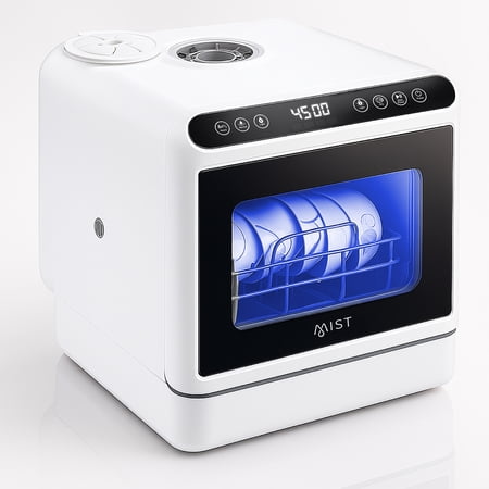 Mist Portable Countertop Dishwasher with 4 Washing Programs and 360° Dual Spray
