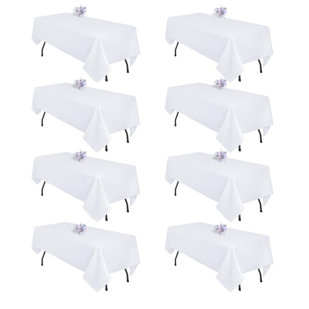 Mantel de poliéster blanco Pepmily, paquete de 8 unidades, 152 x 259 cm, rectangular