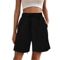 thumbnail image 2 of JoveMarine Women's Casual Wide Leg High Waisted Shorts - Slimming, Lightweight Drawstring, Comfy for Daily, Vacation, Hot Summer Days,Black S, 2 of 6