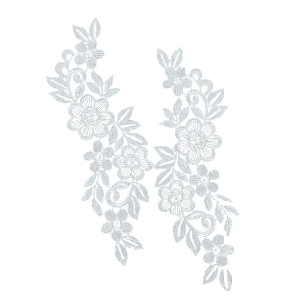 Par De Apliques De Encaje Floral Bordado Zulema Apliques De Encaje Floral 25x6 cm