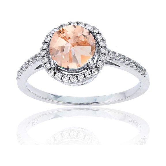 Decadence 14K White Gold 0.20 CTTW Round Diamond & 7mm Round Gemstone Halo Ring