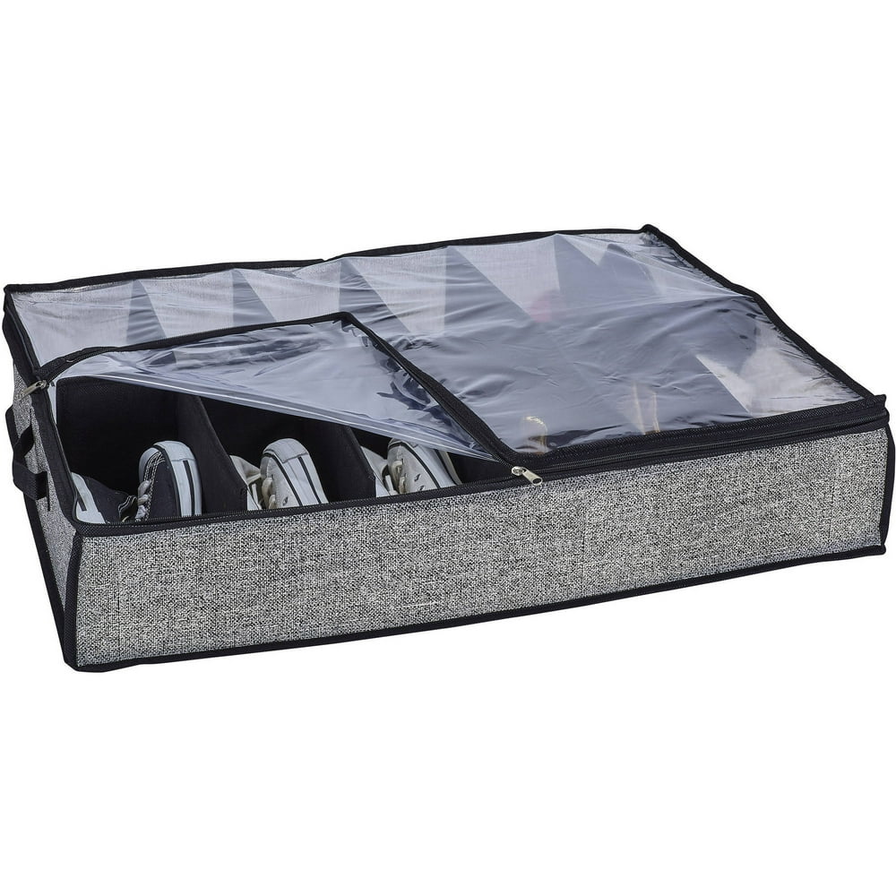 Simplify 12 Pair Under the Bed Shoe Storage Box in Black