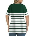 thumbnail image 5 of Feancey Plus Size Trendy Womens Tshirts Summer Short Sleeve Striped Print Tops Criss Cross V Neck Loose Blouse Business Casual Oversized T-Shirt Green4XL, 5 of 7