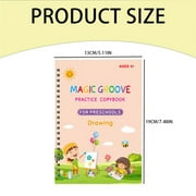 Reusable Grooved Handwriting Copybook Set with Pen, 4 Workbooks for Calligraphy Practice