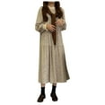 thumbnail image 2 of Casual Dresses For Womens Autumn Winter Floral Crew Neck Long Sleeve High Waist Trendy Party Loose Maxi Dress Workwear, 2 of 9