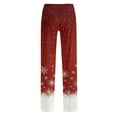 thumbnail image 6 of Women's Fashion Loose Casual Christmas Snowman Print Pants with Drawstring Elastic Waist, Comfortable Sleepwear and Loungewear Trousers for Home,Red,2XL, 6 of 7