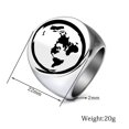 thumbnail image 2 of PAMTIER Men's Stainless Steel Round Creative High Polished Map Ring Silver Size 10, 2 of 5