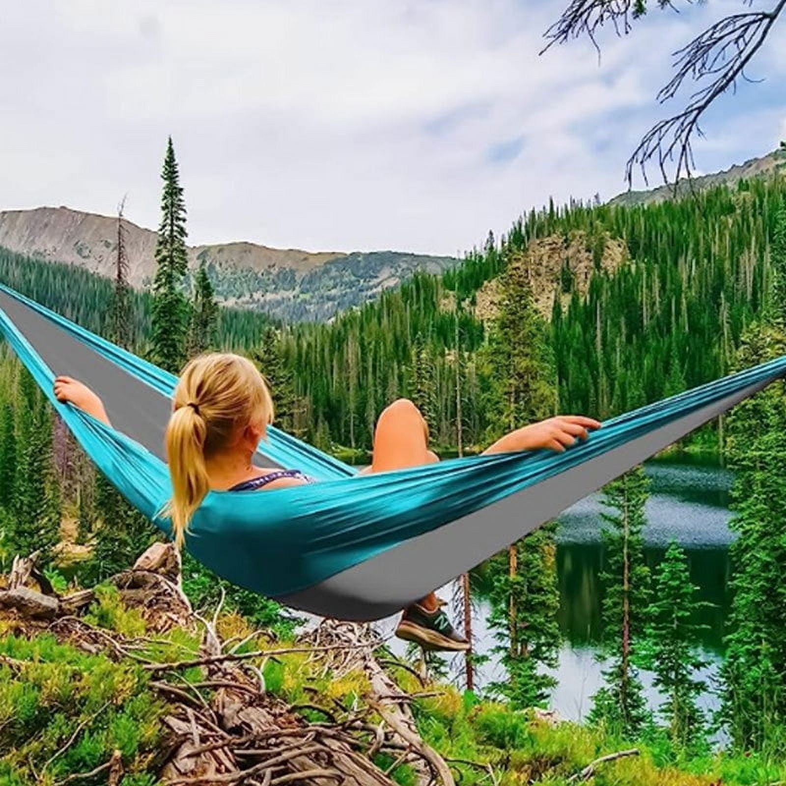 sinkoo Equip Nylon Portable Travel Camping Hammock, Single, size 106" x 55", Support 440lbs, For Travel, camping, beach, Gray
