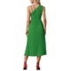 thumbnail image 3 of INSPIRAR CHIC Vestido midi de verano plisado para mujer, un hombro, sin mangas, con cintura ceñida, vestido de cóctel, verde S, 3 of 6