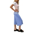 thumbnail image 5 of IYYVV Gaucho Pants Women Fold Over Cropped Capri Pants Low Rise Wide Leg Yoga Capris Palazzo Culotte Stretch Bottoms Blue XL, 5 of 6